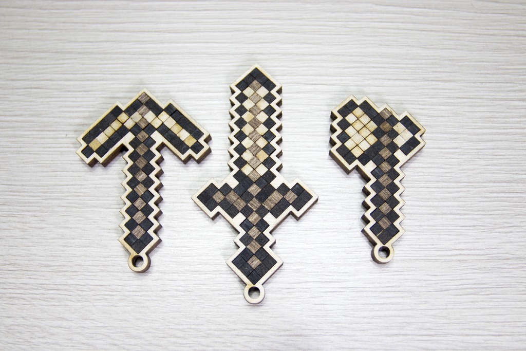 Laser Cut Minecraft Keychains 3mm DXF File