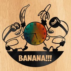 Horloge murale banane Minions découpée au laser