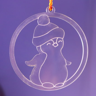 Laser Cut Penguin Ornament Christmas Tree Acrylic Engraved Decor Free Vector