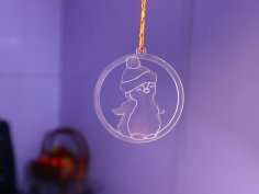 Laser Cut Penguin Ornament Christmas Tree Acrylic Engraved Decor Free Vector