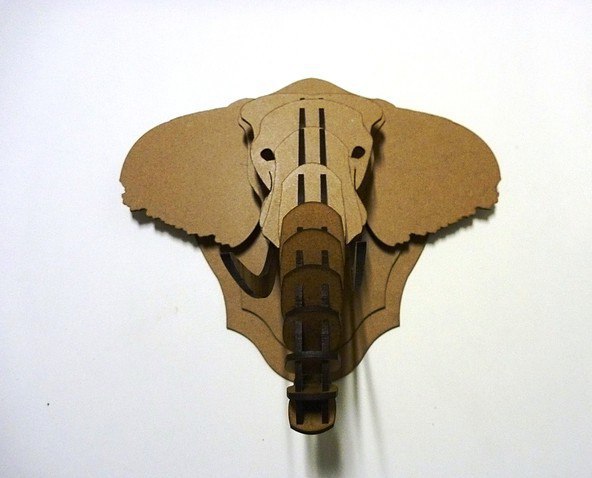 Laser Cut Asian Elephant Head Trophy 3D Puzzle Free Vector
