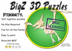Laser Cut Pterodactylus 3D Puzzle DXF File
