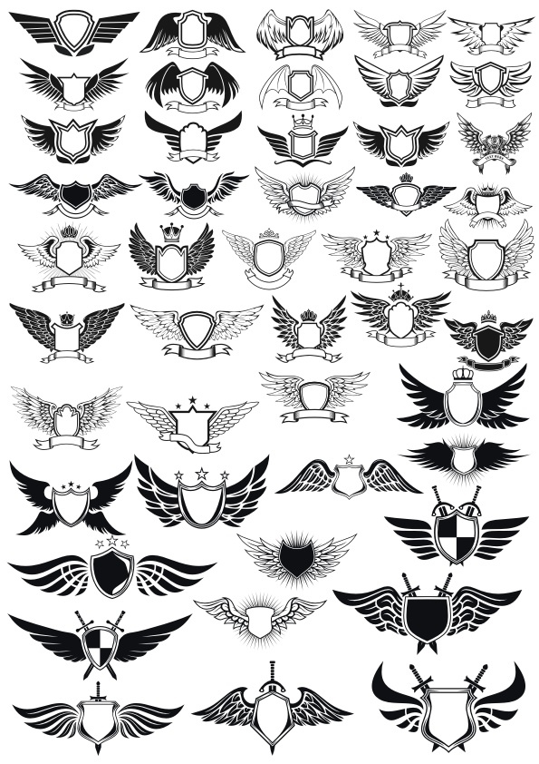 Ensemble d'emblèmes d'ailes