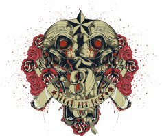 Blood And Roses Print Free Vector