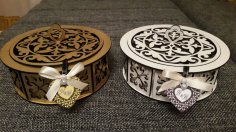 Laser Cut Decorative Wooden Round Box Candy Basket Free Vector