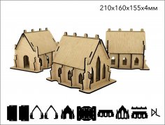 کلیسای جامع چوبی برش لیزری مدل سه بعدی 4 میلی متر