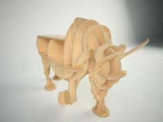 Quebra-cabeça de madeira 3D de touro cortado a laser