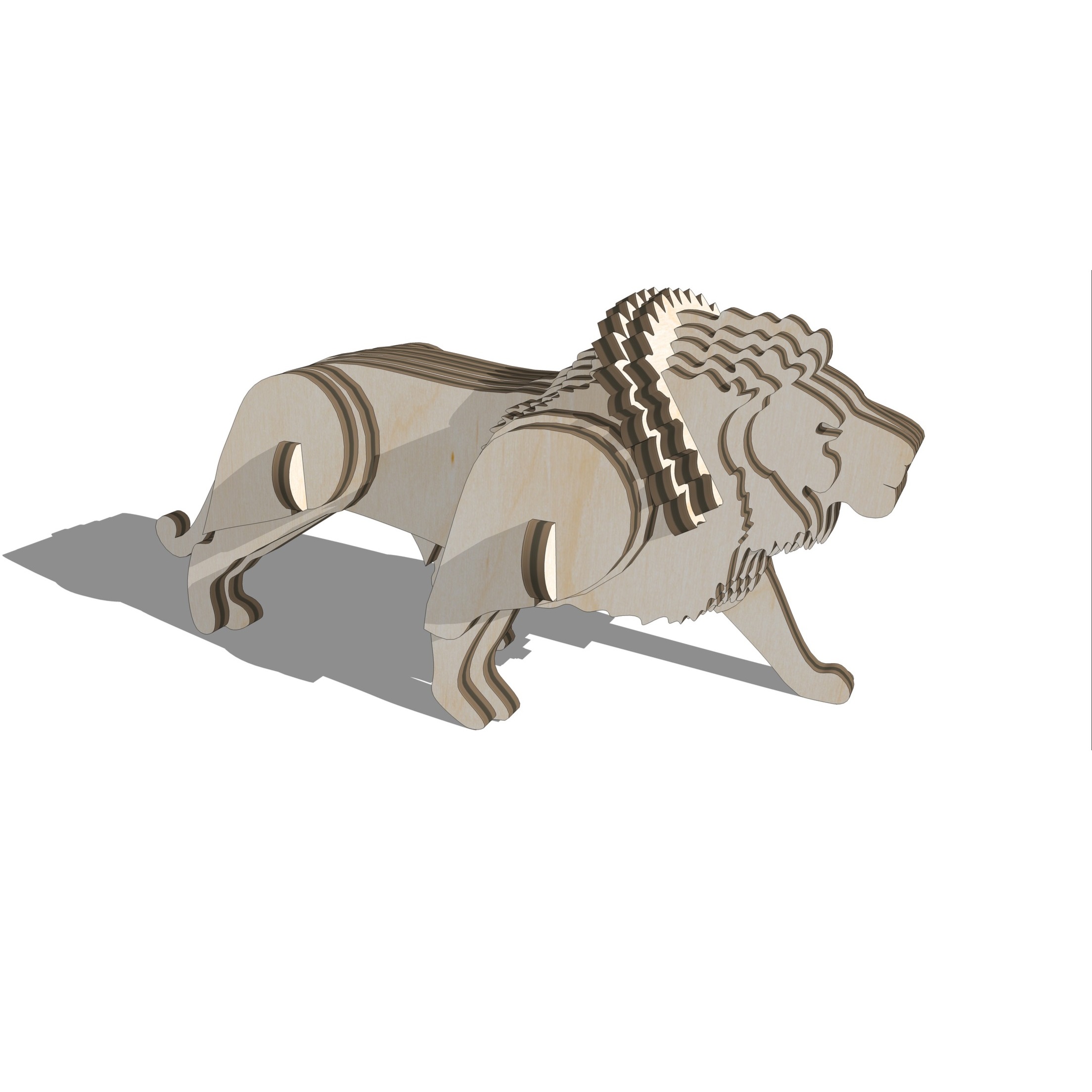 Quebra-cabeça 3D de leão cortado a laser