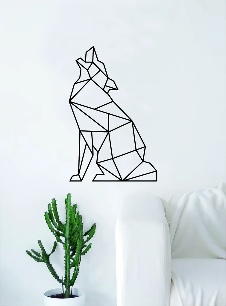 Лазерная резка геометрического волка, воющего животного, настенный декор, искусство