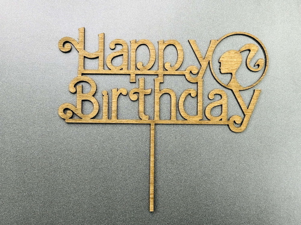 Laser Cut Girl Happy Birthday Cake Topper Free Vector