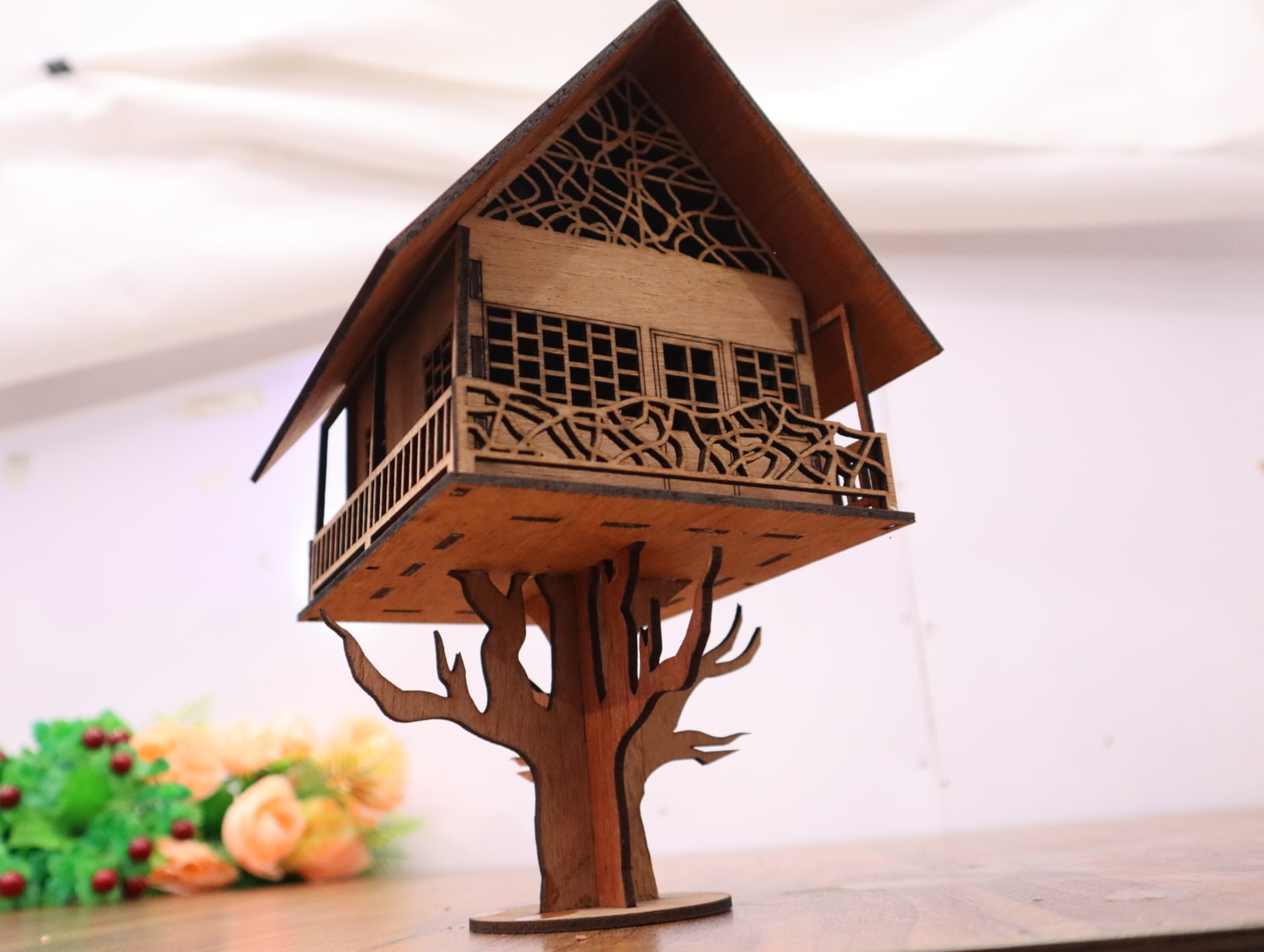 Laser Cut Tree House 3mm Free Vector