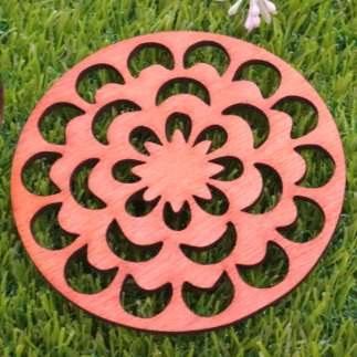 Laser Cut Wooden Flower Tea Coaster Free Vector
