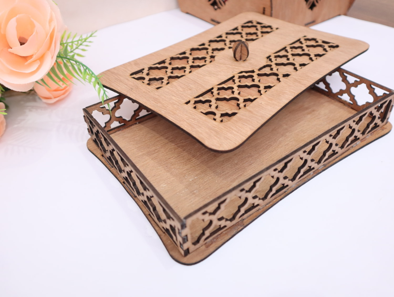 Laser Cut Wooden Storage Box With Lid Tray Candy Box 4mm Free Vector