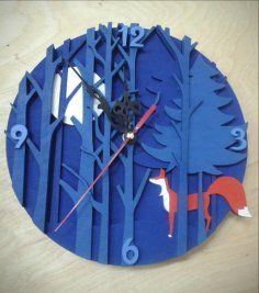 Laser Cut Woodland Clock Free Vector