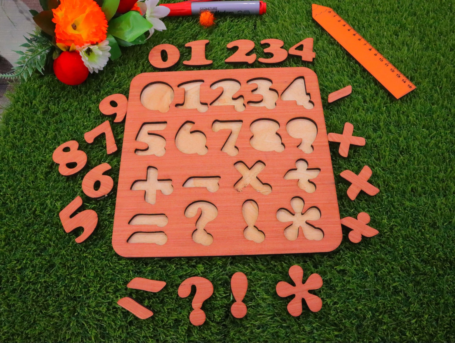 Laser Cut Kids Wooden Number Math Puzzle 4mm Free Vector