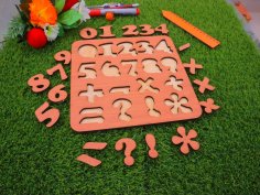 Laser Cut Kids Wooden Number Math Puzzle 4mm Free Vector