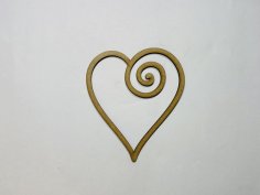 Laser Cut Wooden Swirl Heart Shape For Crafts Free Vector