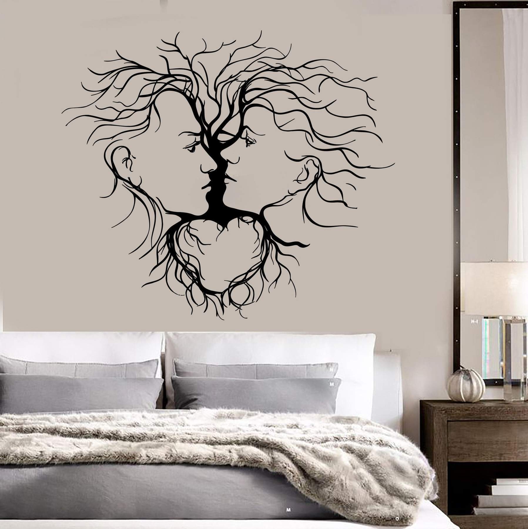 Laser Cut Loving Couple Abstract Tree Wall Decor DXF File