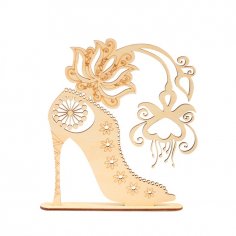 Laser Cut High Heel Jewelry Stand Free Vector