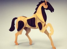 Cavalo de brinquedo de madeira cortado a laser