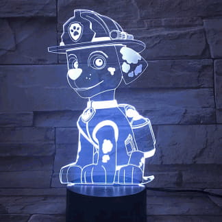 Laser Cut Paw Patrol 3D Acrylic LED Night Light Anime Toy Kids Gift Free Vector