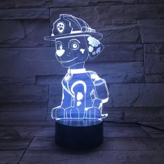 Laser Cut Paw Patrol 3D acrílico LED Night Light Anime Toy Kids Gift