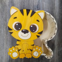 Caixa de presente de tigre fofo com corte a laser