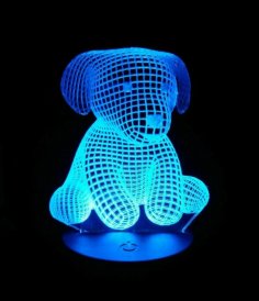 Lampe Illusion 3D Chiot Chien Découpée au Laser