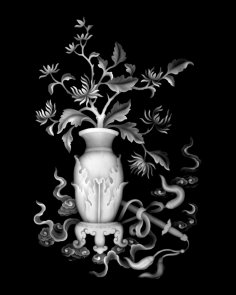 Bamboo Vase High Quality Grayscale BMP File