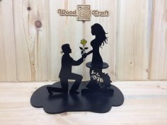Porta-guardanapos corte a laser casal com flor