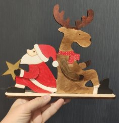 Laser Cut Christmas Santa Claus Reindeer Free Vector