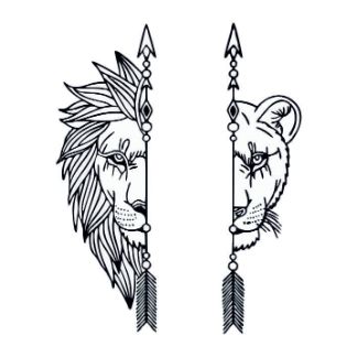 Lion And Lioness Tattoo Free Vector