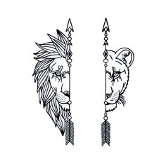 Lion And Lioness Tattoo Free Vector