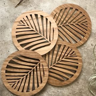 Laser Cut Abstract Bamboo Coasters Free Vector