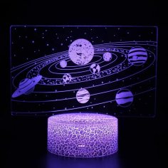 Laser Cut Solar System 3D Illusion Lamp DXF File