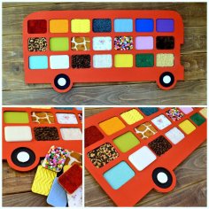 Laser Cut Bus Tactile Game Touch And Match Game Free Vector