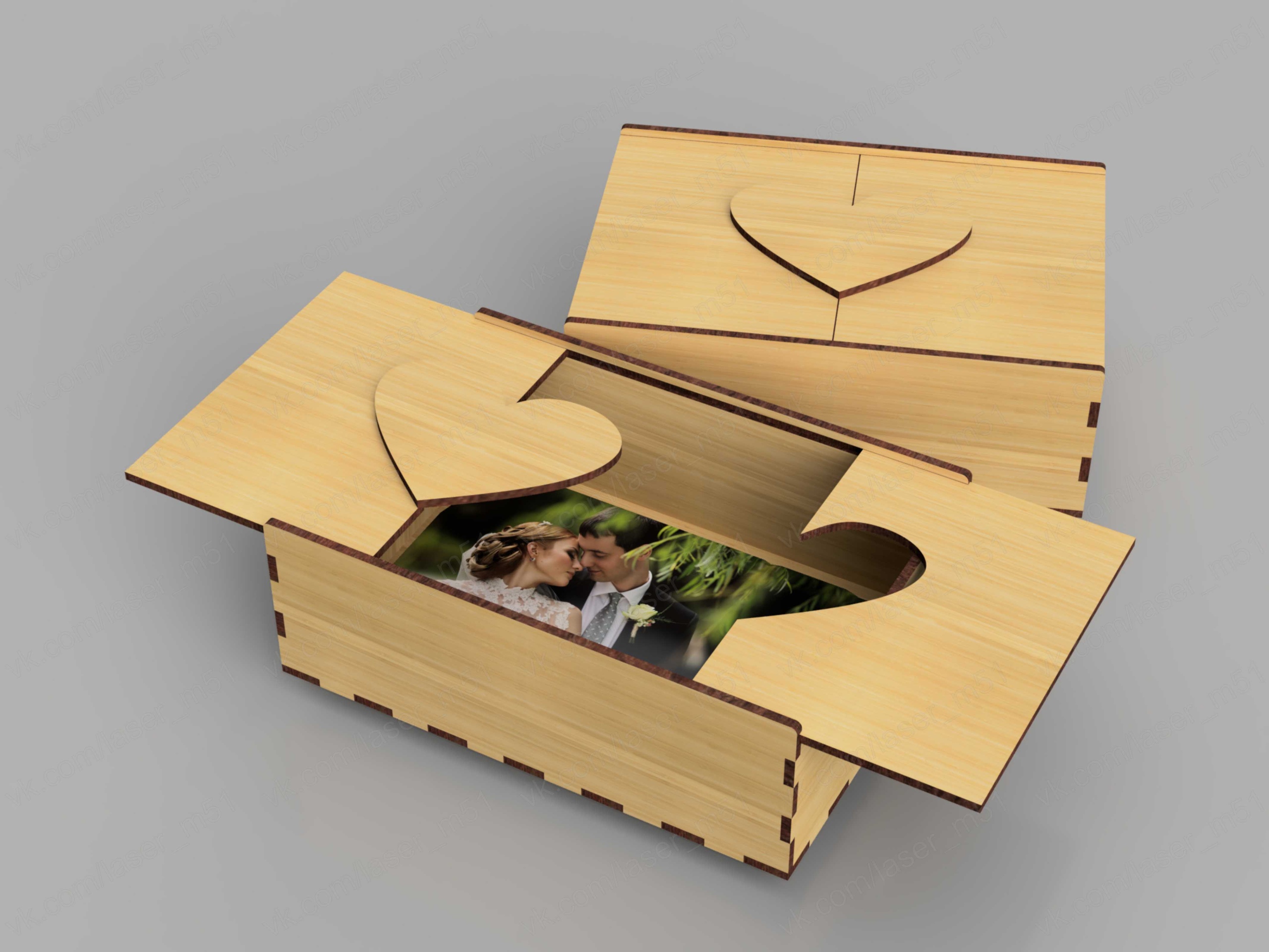लेजर कट लकड़ी के फोटो बॉक्स 3 मिमी