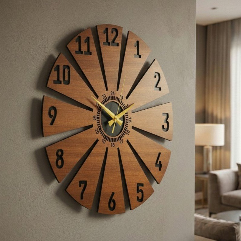 Laser Cut 3D Wooden Wall Clock