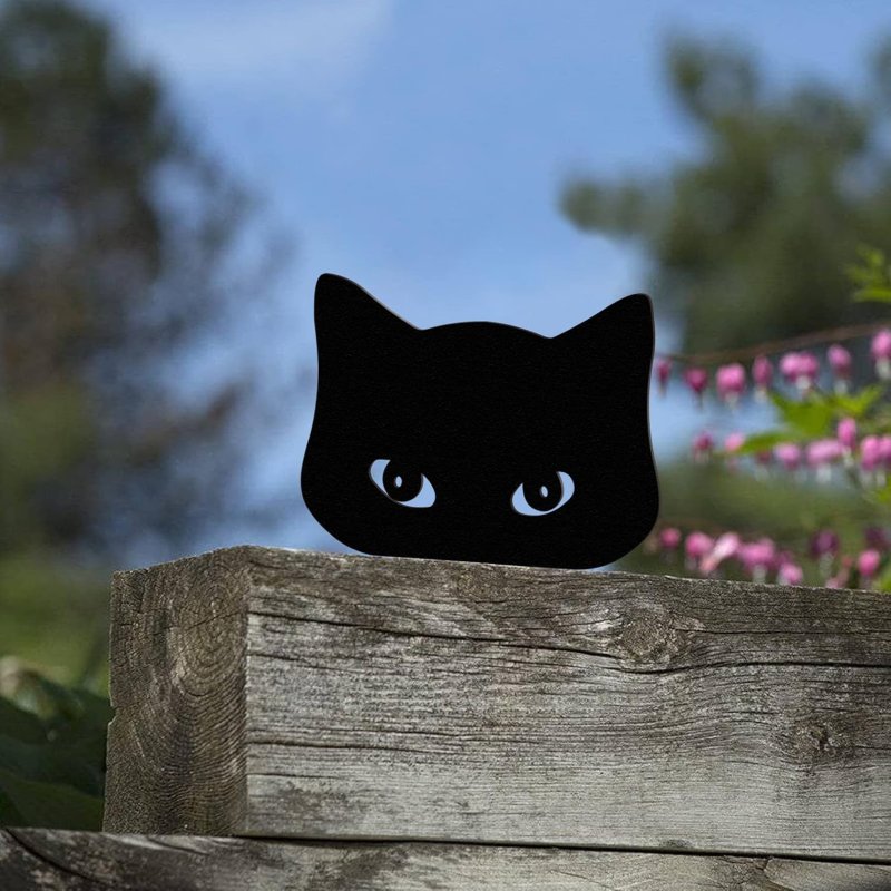 Laser Cut Fence Peekers Cat Decorations Garden Yard Art Decor