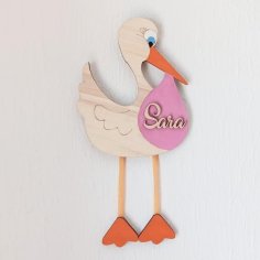 Laser Cut Stork Birth Announcement Sign Baby Shower Decoration