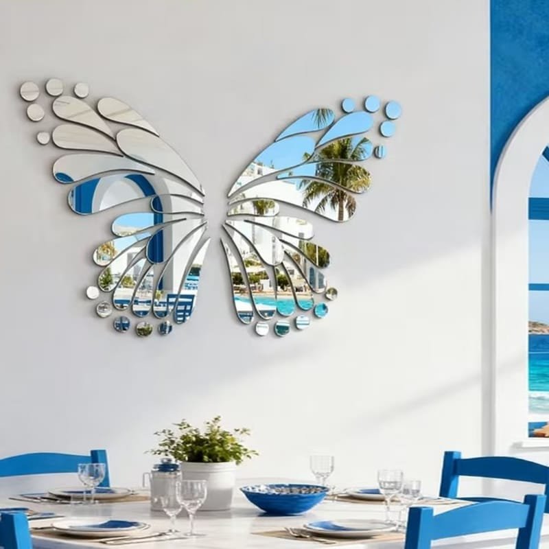 Laser Cut Artistic Butterfly Patterned Wall Mirror Openwork Decorative Acrylic Mirror Wall Decor