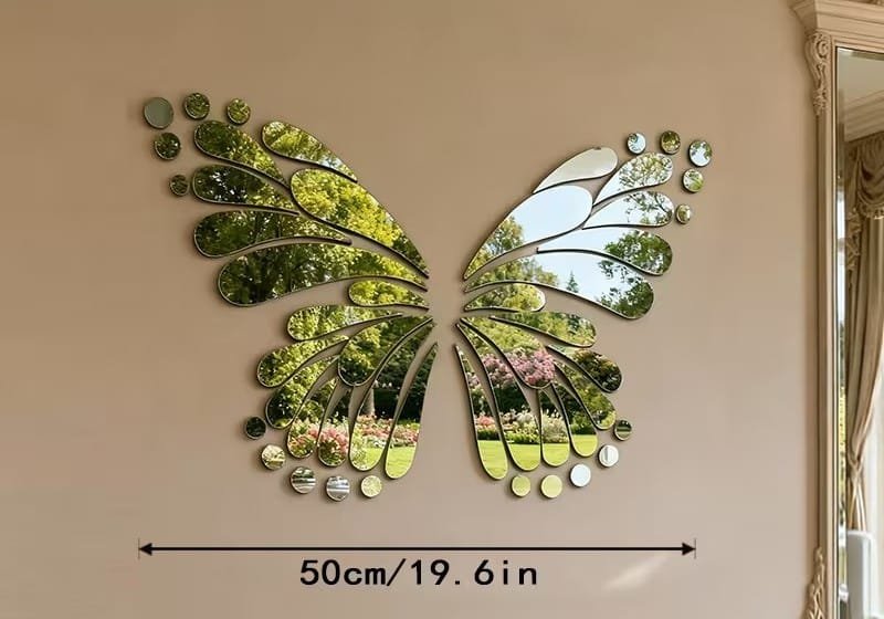 Laser Cut Artistic Butterfly Patterned Wall Mirror Openwork Decorative Acrylic Mirror Wall Decor