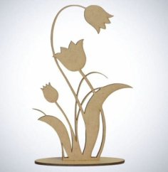 Laser Cut Tulip Flower Table Decor Unfinished