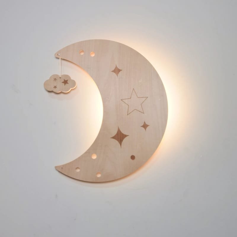 Laser Cut Nursery Decor Moon Wall Light
