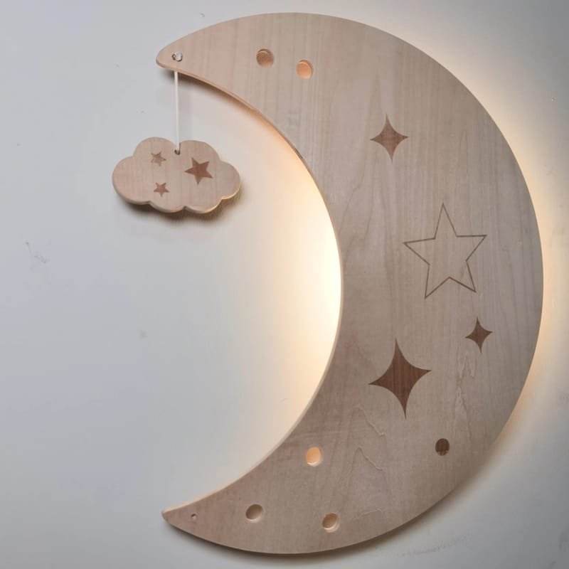 Laser Cut Nursery Decor Moon Wall Light