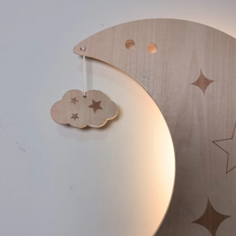 Laser Cut Nursery Decor Moon Wall Light