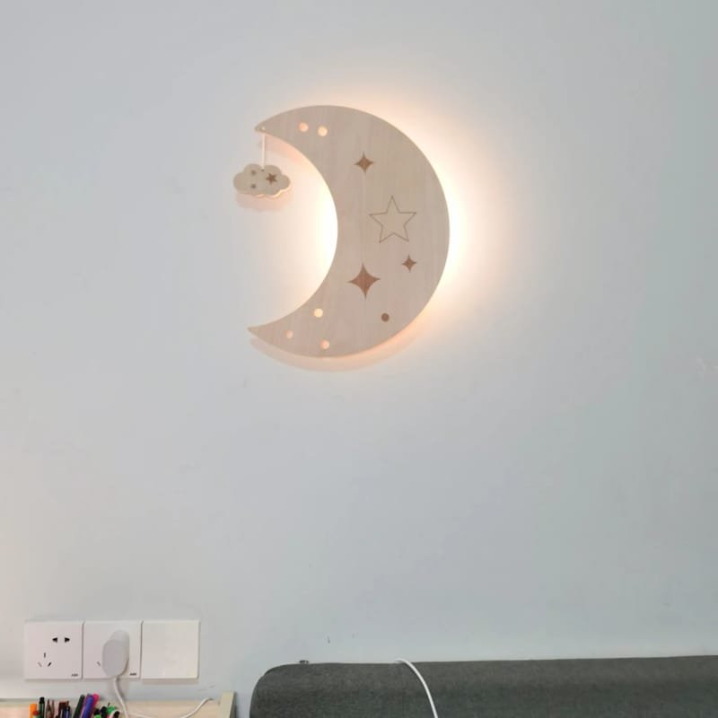 Laser Cut Nursery Decor Moon Wall Light