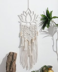 Laser Cut Lotus Macrame Wall Hanging