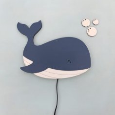 Laser Cut Wooden Whale Children’s Bedside Lamp – Fish Nightlight for Kids Room