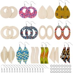 Laser Cut DIY Unfinished Wood Earring Blanks